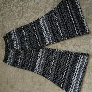 Zig Zag Palazzo High Waisted High Rise Pants Large Black White